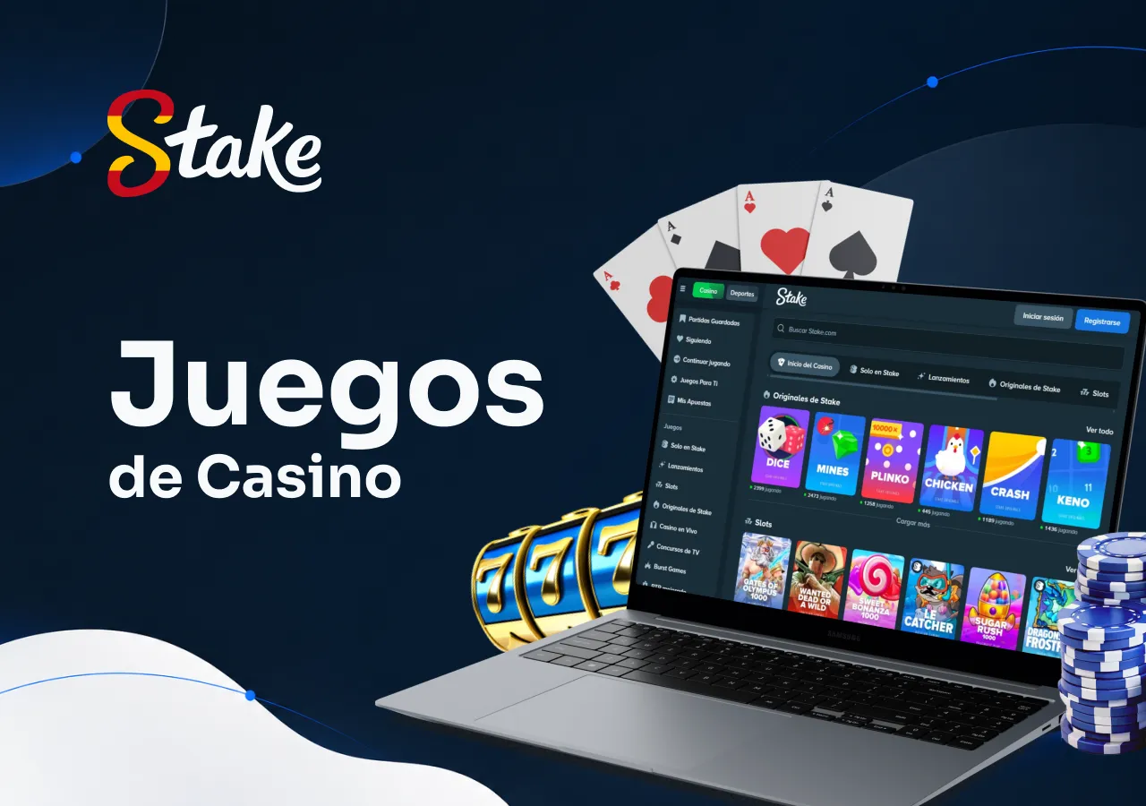 Catálogo de juegos de Stake Casino con tragamonedas y títulos exclusivos.